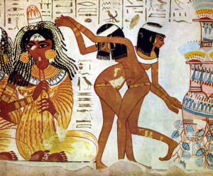 Die alten Ägypter wussten zu  leben, aber sie hatten auch schon die gleichen Krankheiten wie die heutigen Menschen. Malerei 1400 vor Christus