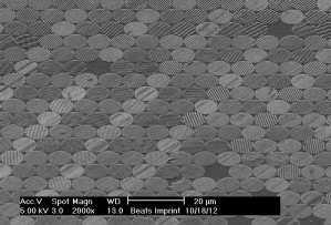 Beugungs-Pixel unter dem Mikroskop: Bestückt mit Flüssigkristallen erzeugen diese kreisrunden Beugungspixel eine Vielzahl von Bildvarianten für einen 3D-Eindruck unabhängig von Abstand und Blickwinkel