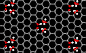 Durch kleine Lücken in Graphen-Schichten können Protonen besser wandern (Computersimulation)