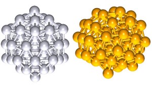 Die unterschiedlichen Strukturen von Silber (l.)- und Goldclustern (r.) berechneten Fraunhofer-Forscher