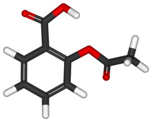 Molekülmodell von Acetylsalicylsäure (Aspirin)