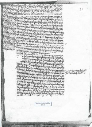 Dicht gedrängt hat Juan de Segovia einen Teil seiner Koranübersetzung ins Lateinische an den Rand seines Werkes 