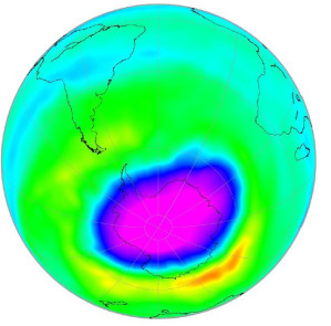 Ozonloch über dem Südpol im Herbst 2010