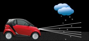 Beim Fahren im Gewitter blendet es deutlich weniger, wenn die Lichtstrahlen des Scheinwerferns nicht an Regentropfen oder Schneeflocken hängenbleiben