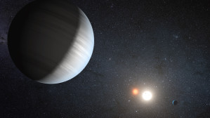Künstlerische Darstellung des neu entdeckten Planetensystems Kepler-47.