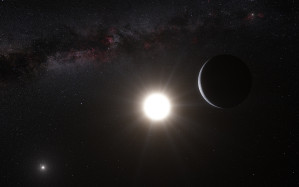Künstlerische Darstellung von Alpha Centauri B und dem neu entdeckten Planeten.
