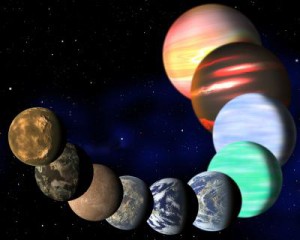 Künstlerische Darstellung von Planeten, wie sie das Weltraumteleskop Kepler entdeckt hat. 