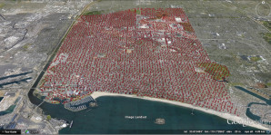 Engmaschiges Geophon-Netzwerk in Long Beach: Jedes Dreieck zeigt die Position eines Erdbebensensors.