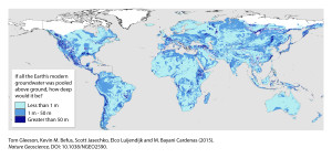 Weltkarte der Grundwasservorkommen: Je dunkler desto ergiebiger sind die Lagerstätten.