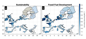 Je dunkler, desto höher ist das Flutrisiko an europäischen Küsten bei einem ansteigenden Meeresspiegel.