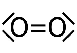 Strukturformel eines Sauerstoffmoleküls
