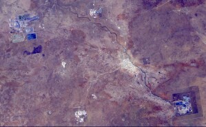 Minen rund um die Stadt Orapa in Botswana
