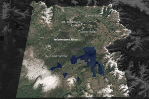 Satellitenaufnahme des Yellowstone-Nationalparks