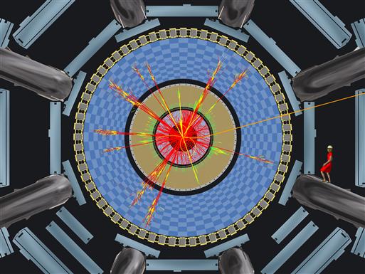 So könnte sich ein winziges Schwarzes Loch im gigantischen Teilchendetektor Atlas am Large Hadron Collider des Cern zeigen. Sollte nach dieser Simulation es tatsächlich zur Bildung von Schwarzen Löchern im Teilchenbeschleuniger kommen, besteht jedoch keine Gefahr für die Menschheit. Befürchtungen, dass diese Experimente zu einer kosmischen Katastrophe auf Erden führen könnte, sind völlig unbegründet.