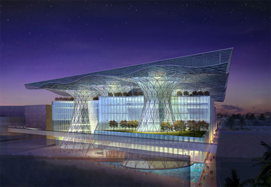 Entwurf für die Null-Emissionsstadt Masdar nahe Abu Dhabi