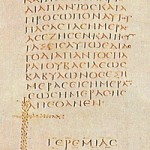 Der Codex Sinaiticus aus dem 4. Jahrhundert. Abgebildet ist das Ende des Buches Jeremia