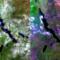 Blick aus dem All mit dem ESA-Envisat-Satellit auf den Tanganjika-See