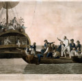 Leutnant Bligh und seine Gefolgsleute beim Einsteigen in die Barkasse, gemalt von Robert Dodd, 1790