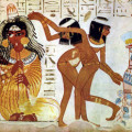 Die alten Ägypter wussten zu  leben, aber sie hatten auch schon die gleichen Krankheiten wie die heutigen Menschen. Malerei 1400 vor Christus