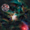 Künstlerische Darstellung der Zuckerwolken um den Doppelstern IRAS 16293-2422