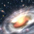 Künstlerische Darstellung eines supermassiven Schwarzen Loches, wie es nun untersucht wurde. Das Schwarze Loch im Herzen der Galaxie NGC4526 ist rund 450 millionenfach schwerer als unsere Sonne.