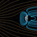 Über vier Milliarden Jahre alt: Das Erdmagnetfeld schützt vor dem Strom geladener Teilchen des Sonnenwinds (Grafik nicht maßstabsgerecht)