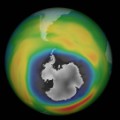 Ozonloch über Antarktis im Oktober 2015: Noch im vergangenen Herbst hat es eine Rekordgröße erreicht. Doch nun schrumpft es.